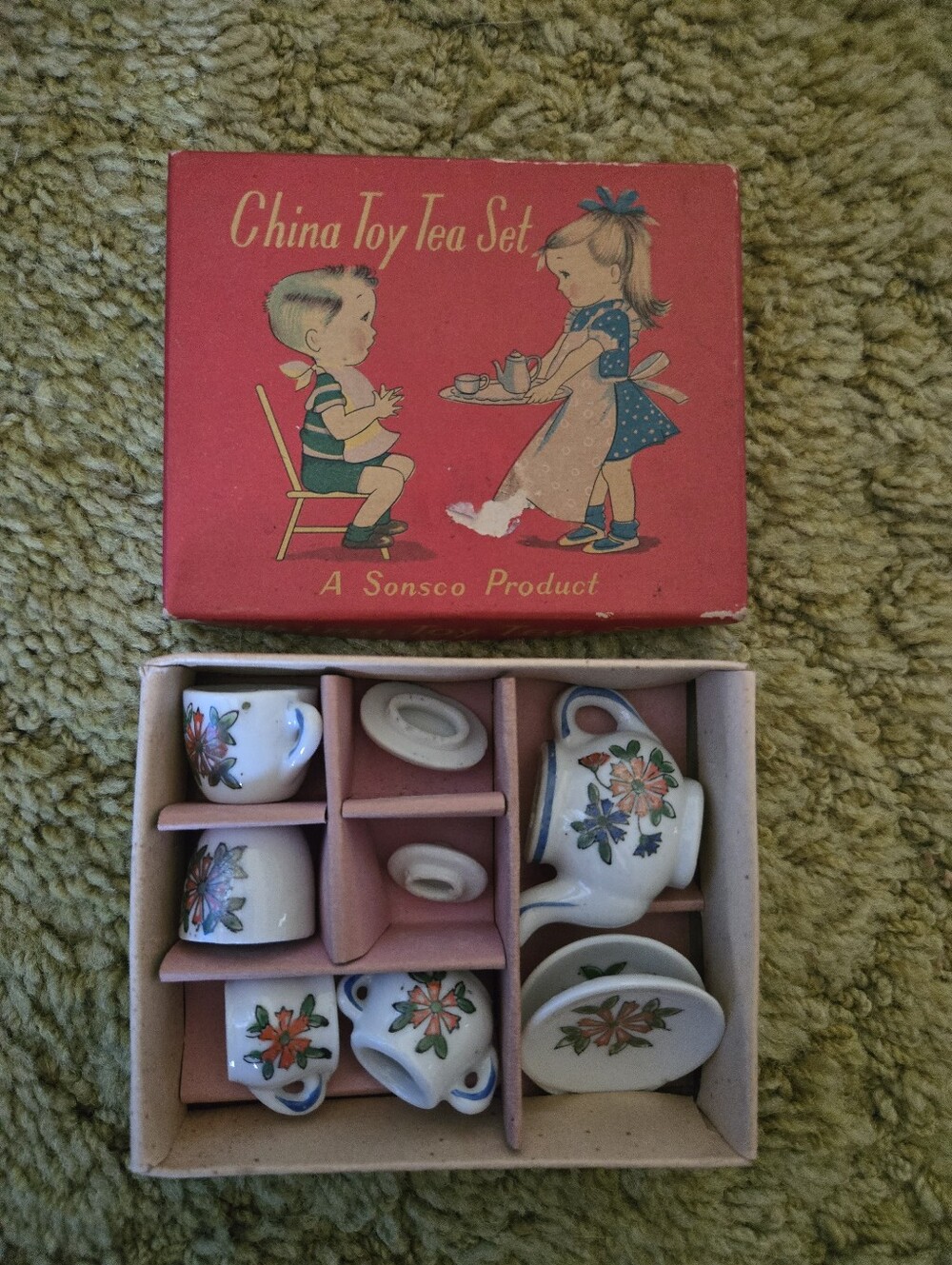 China Toy Tea Set - Pink Floral Kids Tea Set